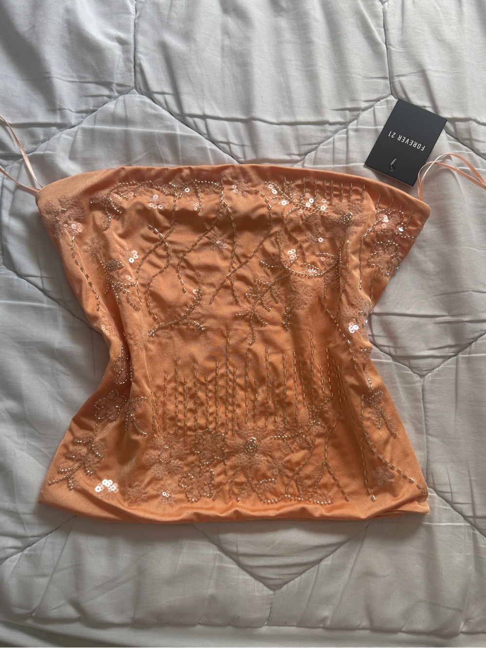Forever 21 Peach Sequin Tube Top
